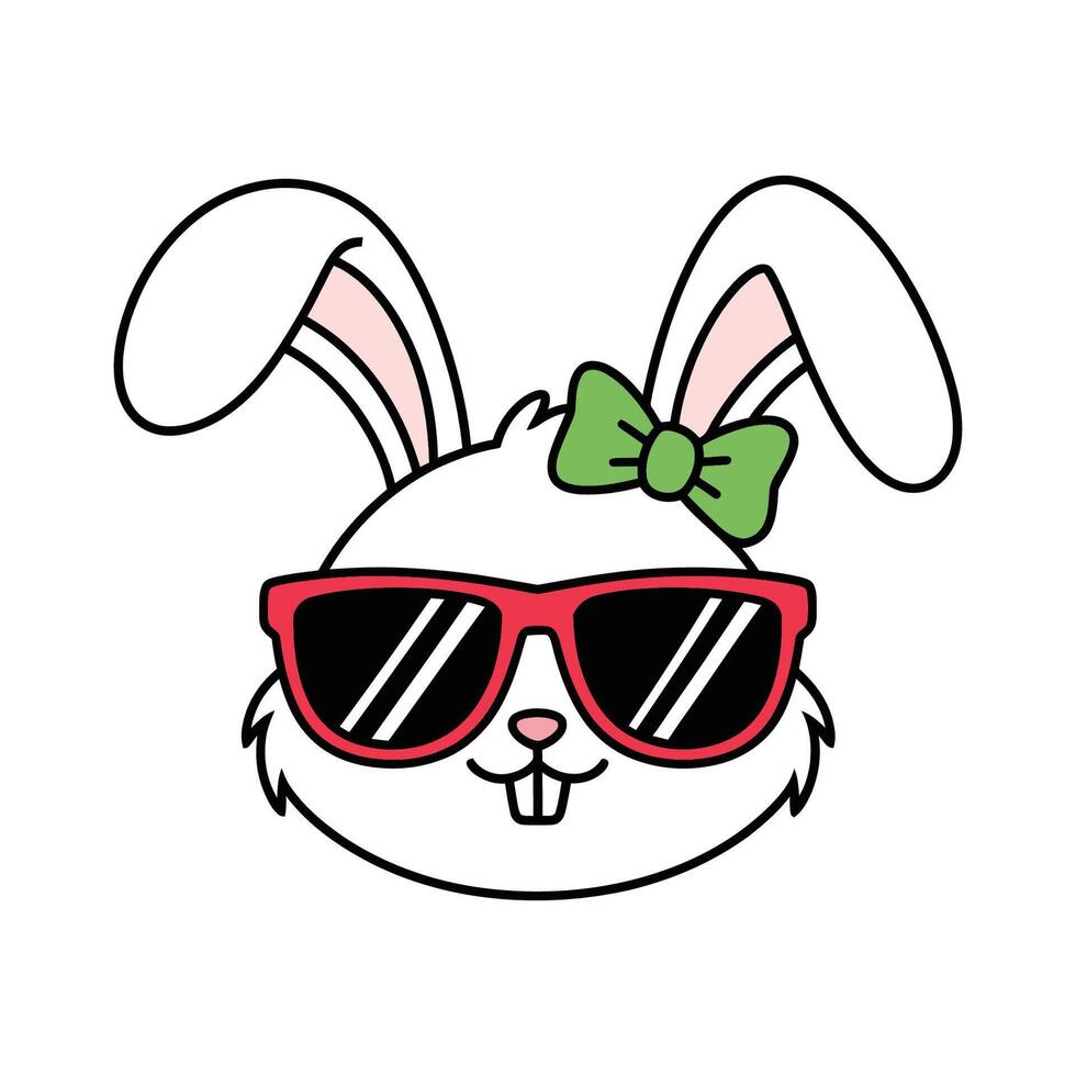 Cool Bunny with Sunglasses and Bow vector