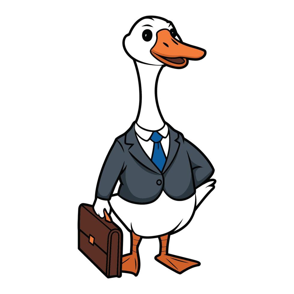 Cartoon Business Goose in Suit Illustration vector