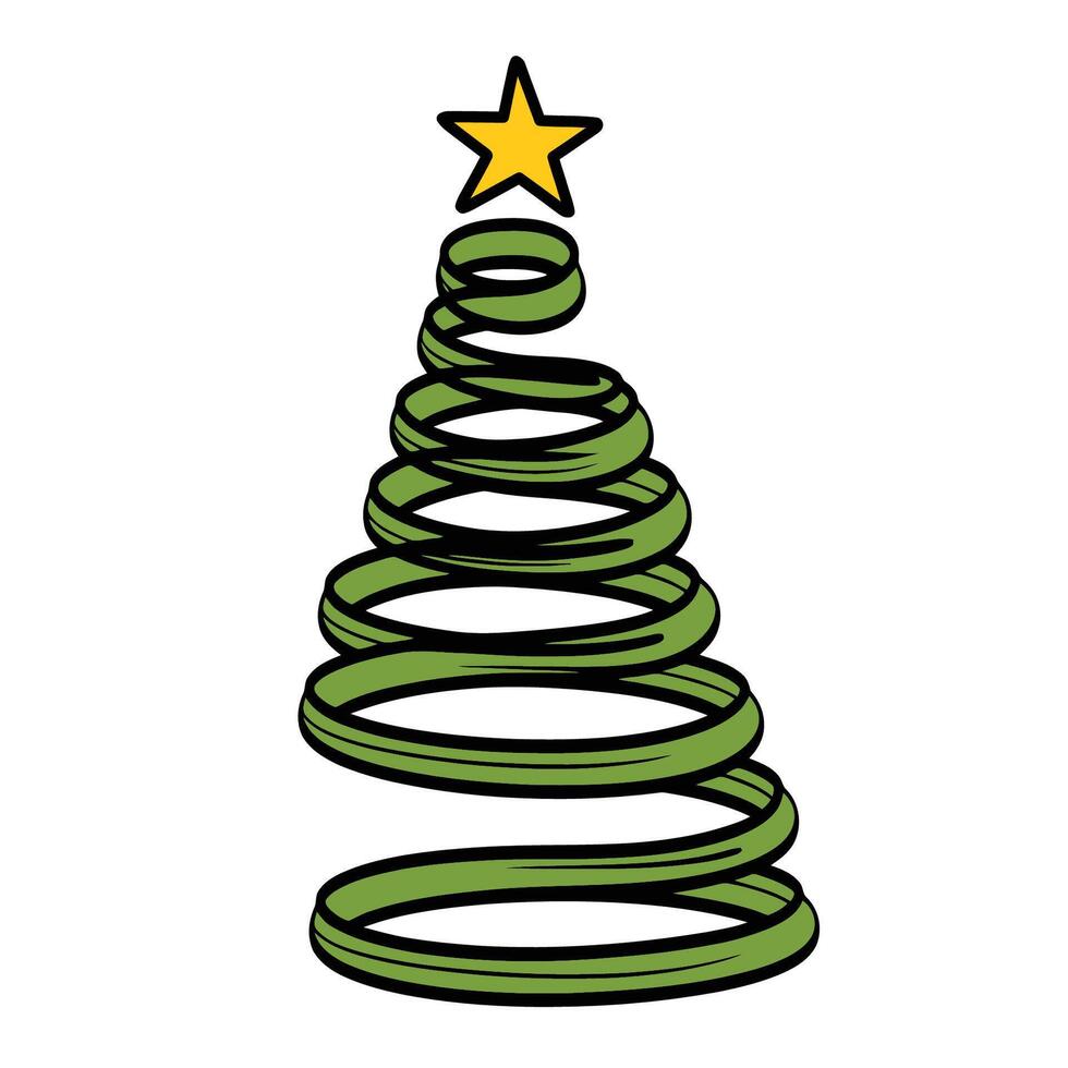 Minimalist Spiral Christmas Tree with Star Illustration vector