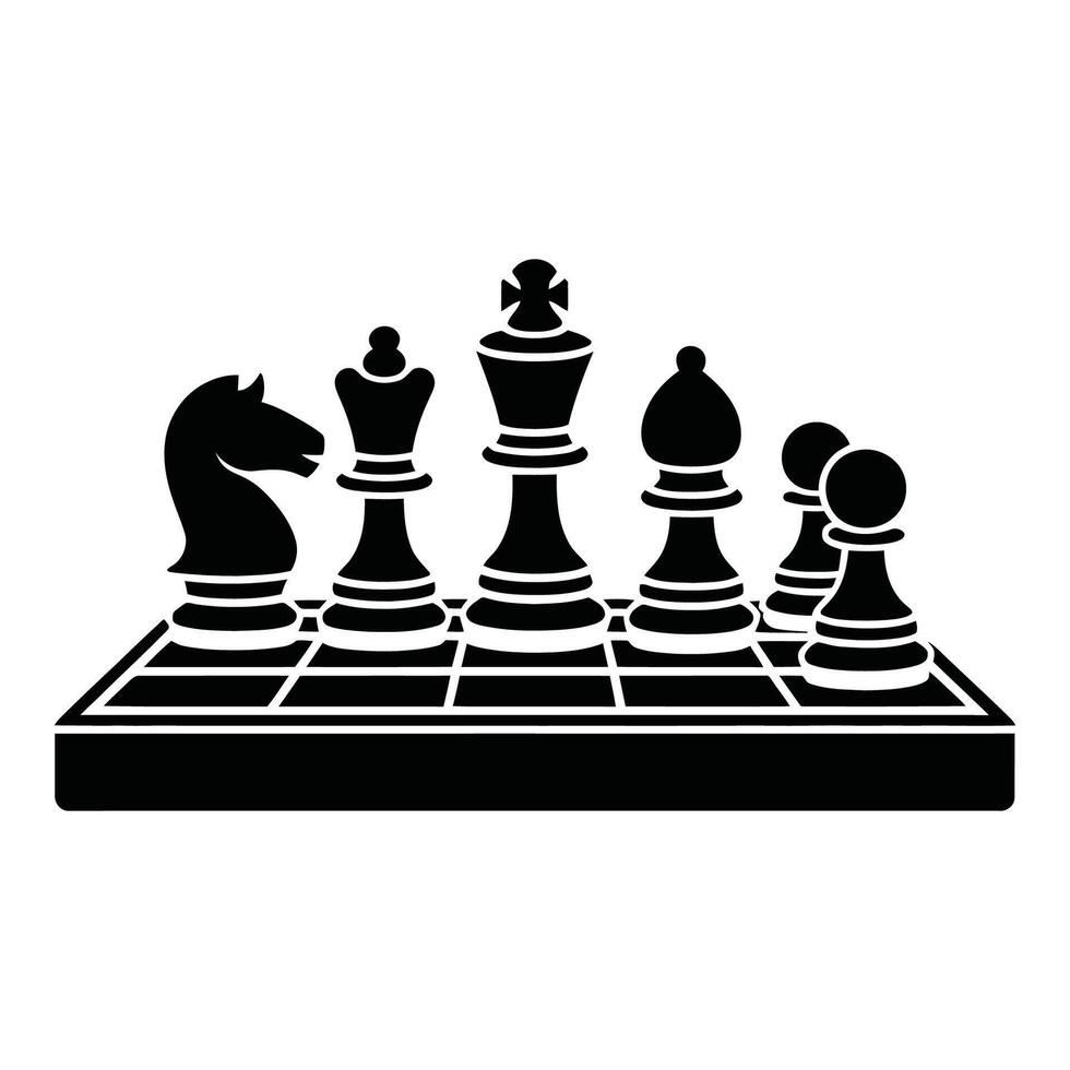 Stylized chess pieces on a chessboard illustration vector
