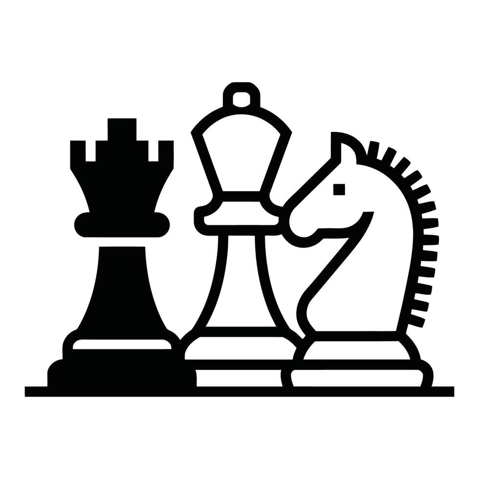 Strategic Chess Maneuver, Rook, Queen, and Knight in Play vector