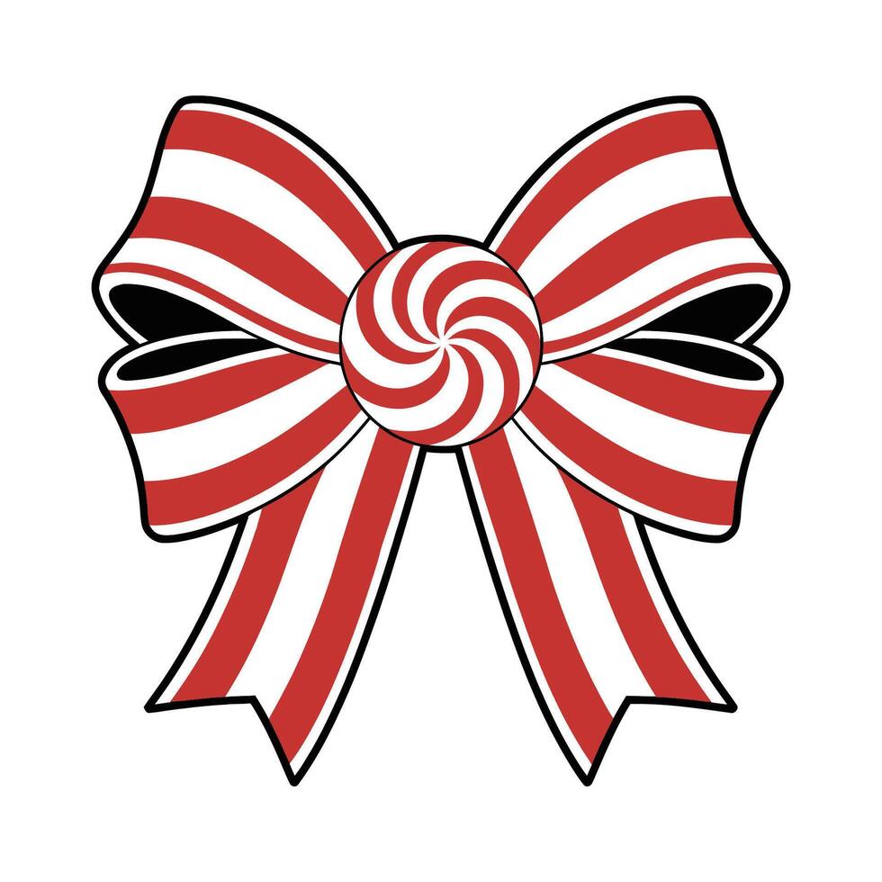 Festive Peppermint Candy Bow Illustration vector