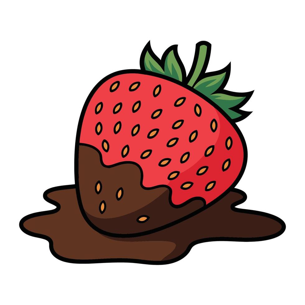 Delicious Strawberry Dipped in Melted Chocolate Illustration Keywords lan vector