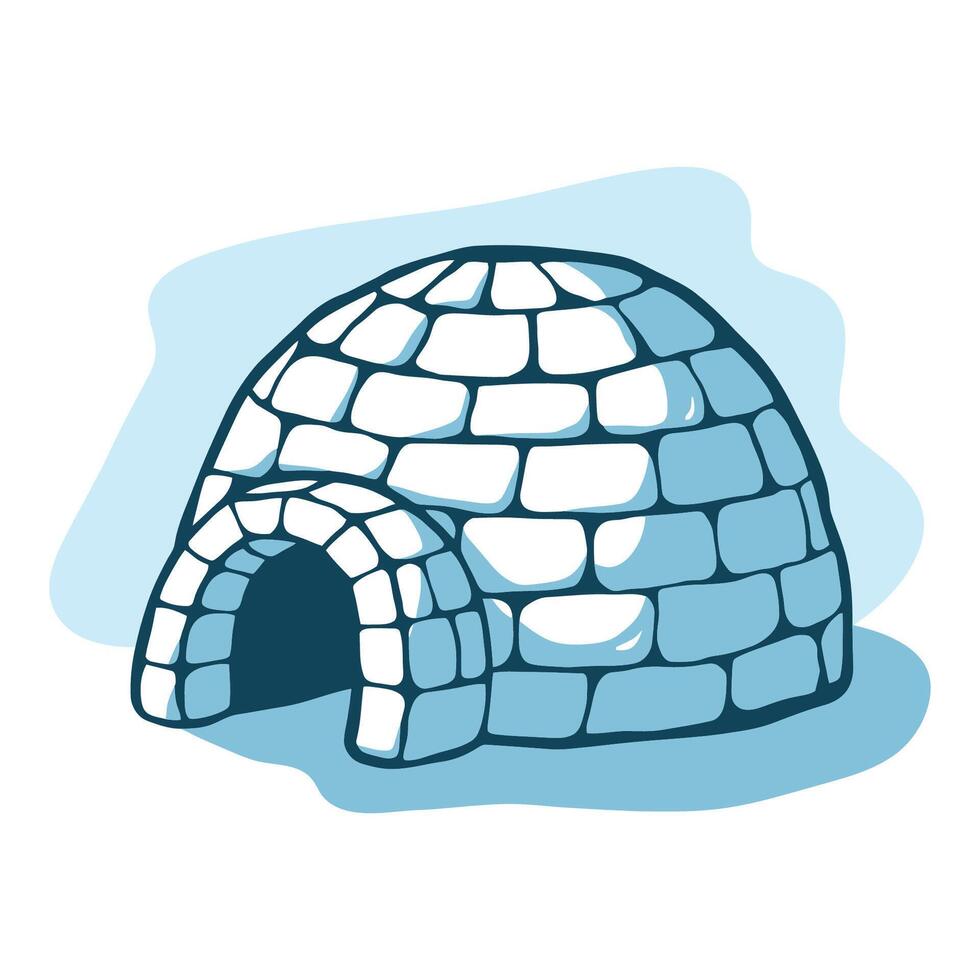 Traditional Arctic Igloo Made of Ice Blocks Illustration vector