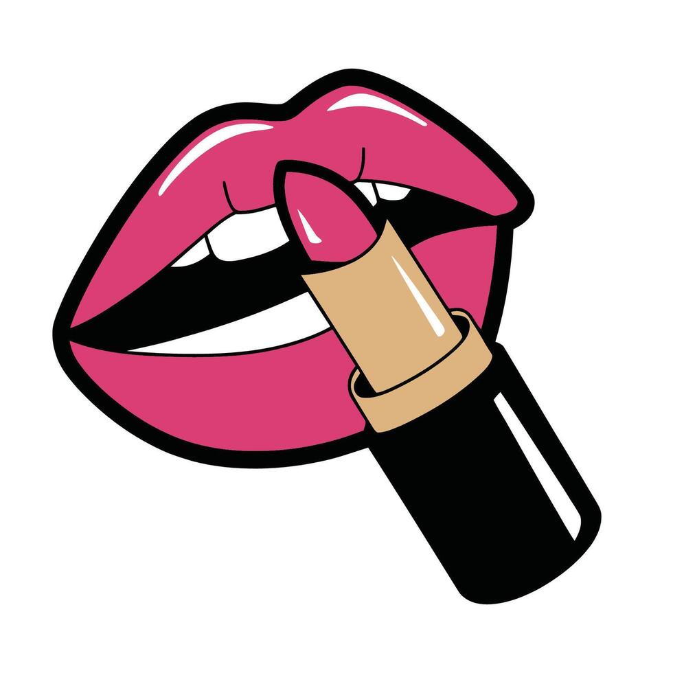 Pink Lipstick Being Applied on Lips Illustration vector