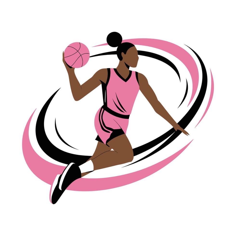 Female basketball player in action illustration vector