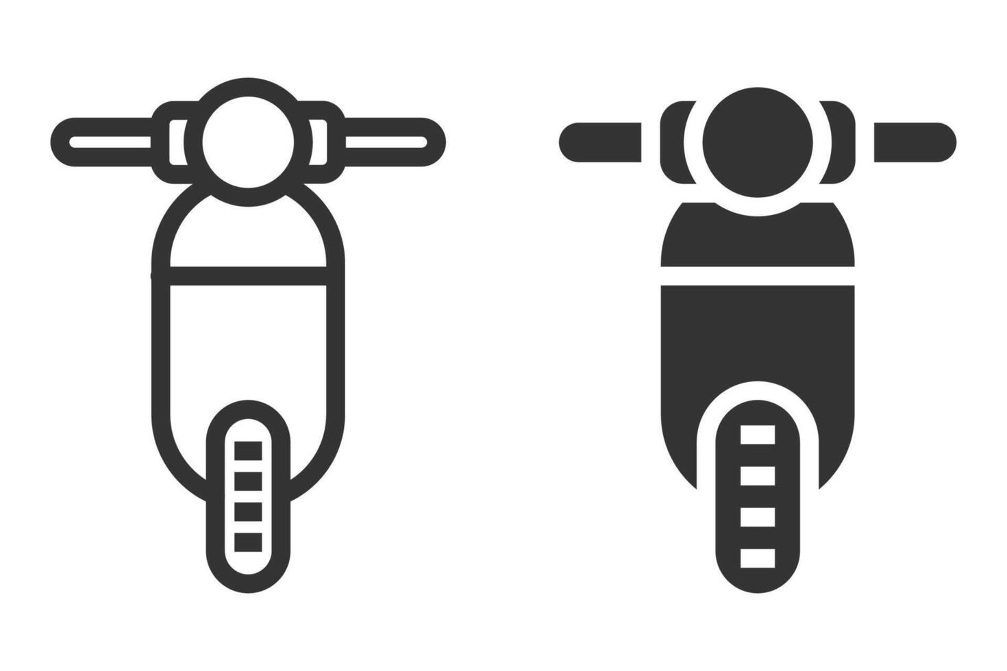 Scooter icons in minimal styles, top view. Black and white illustration perfect for transportation, mobility, and eco-friendly themes. vector