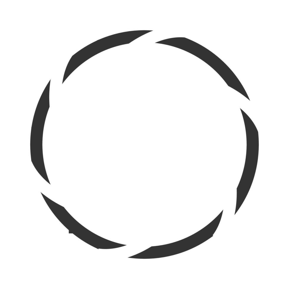 Circular abstract icon with dynamic design. Black and white illustration perfect for logos, tech, and modern design. vector
