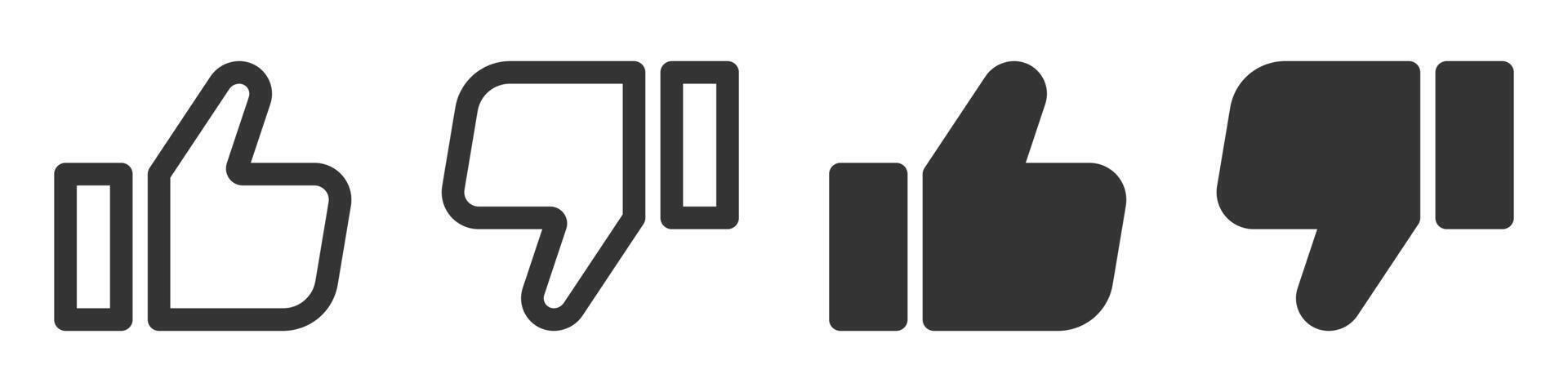 Thumbs up and down icons representing approval and disapproval. illustration. vector