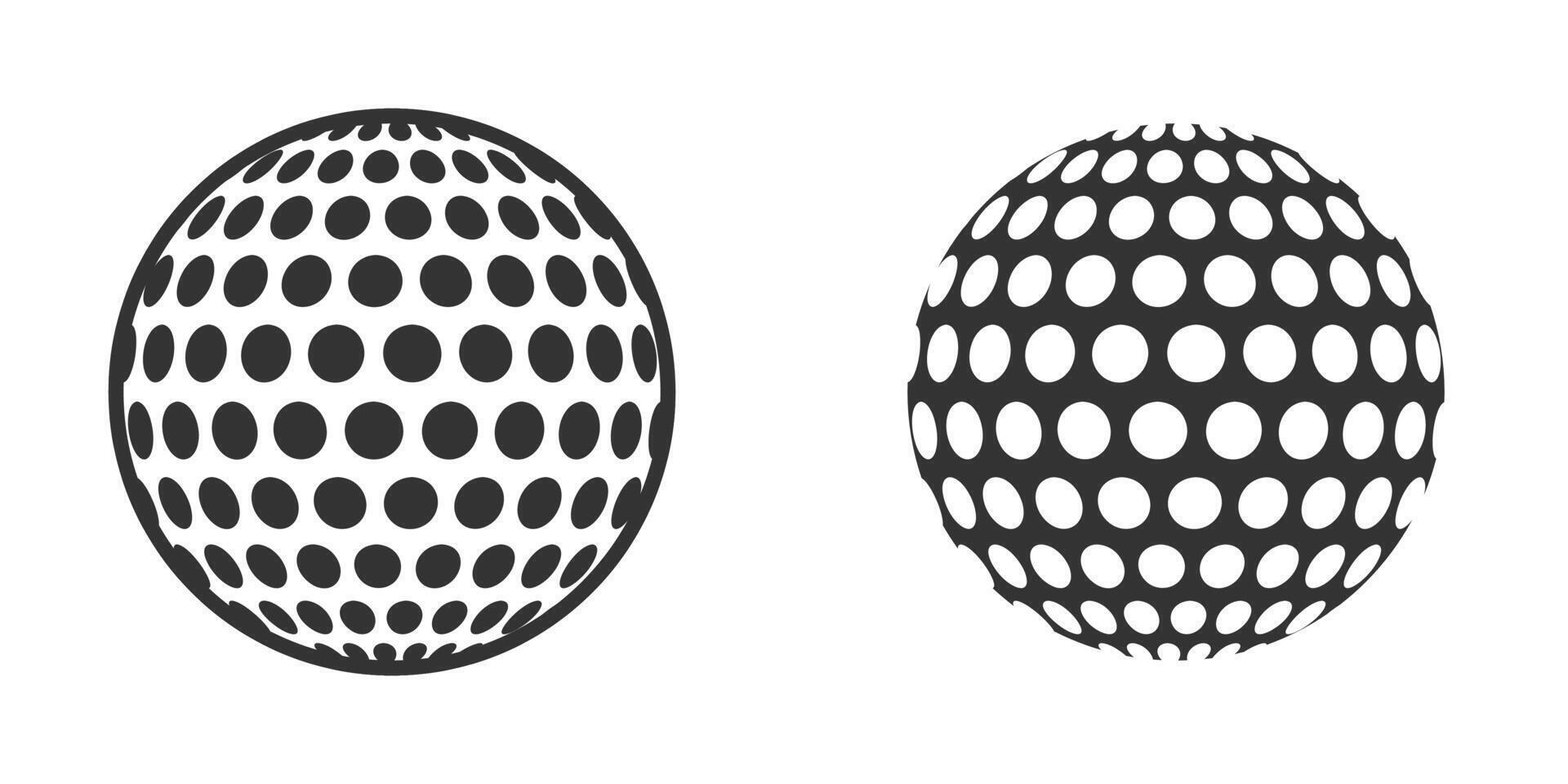 Golf ball icons with dotted patterns in black and white. illustration perfect for sports, golf, and recreation designs. vector