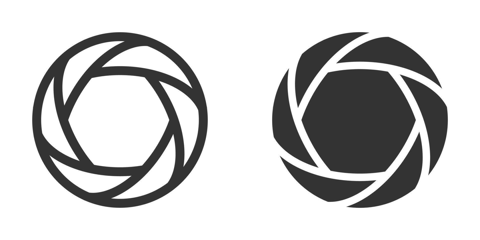 Stylish camera aperture icons in black and white. illustration suitable for photo, lens, and graphic design projects. vector