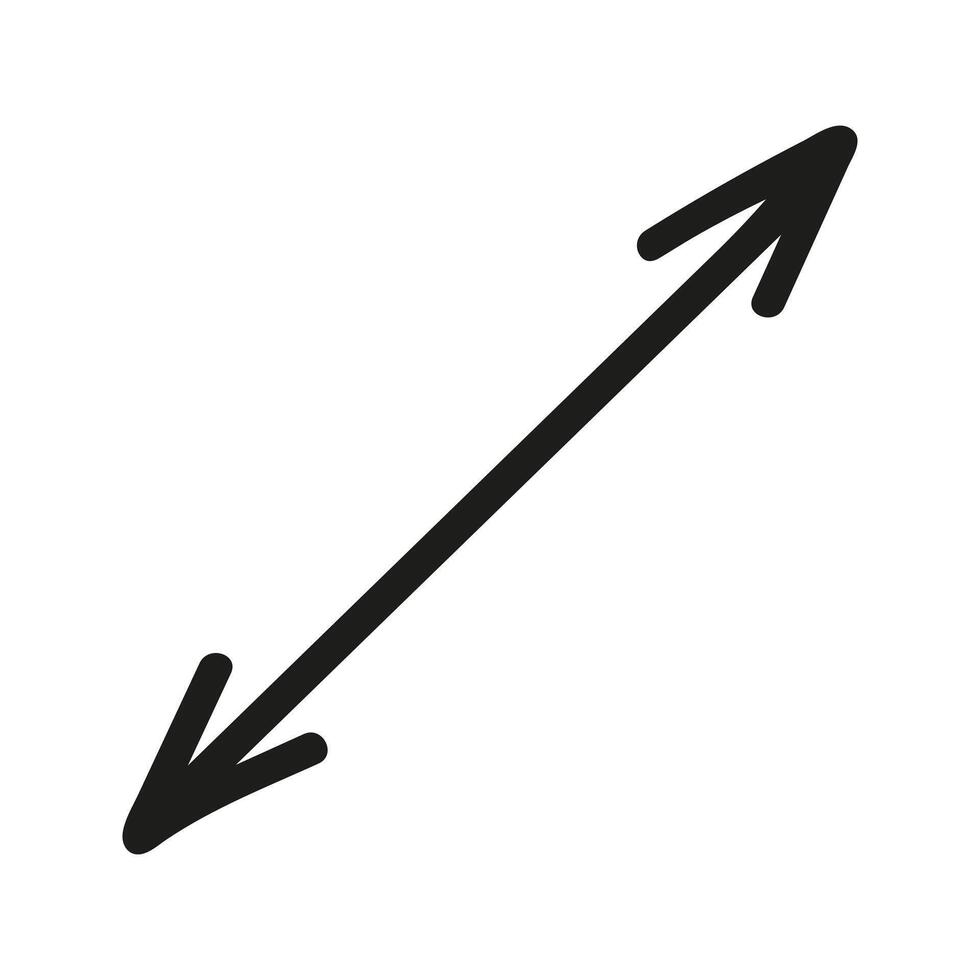 Doodle double-sided arrow Illustration. Hand drawn element vector