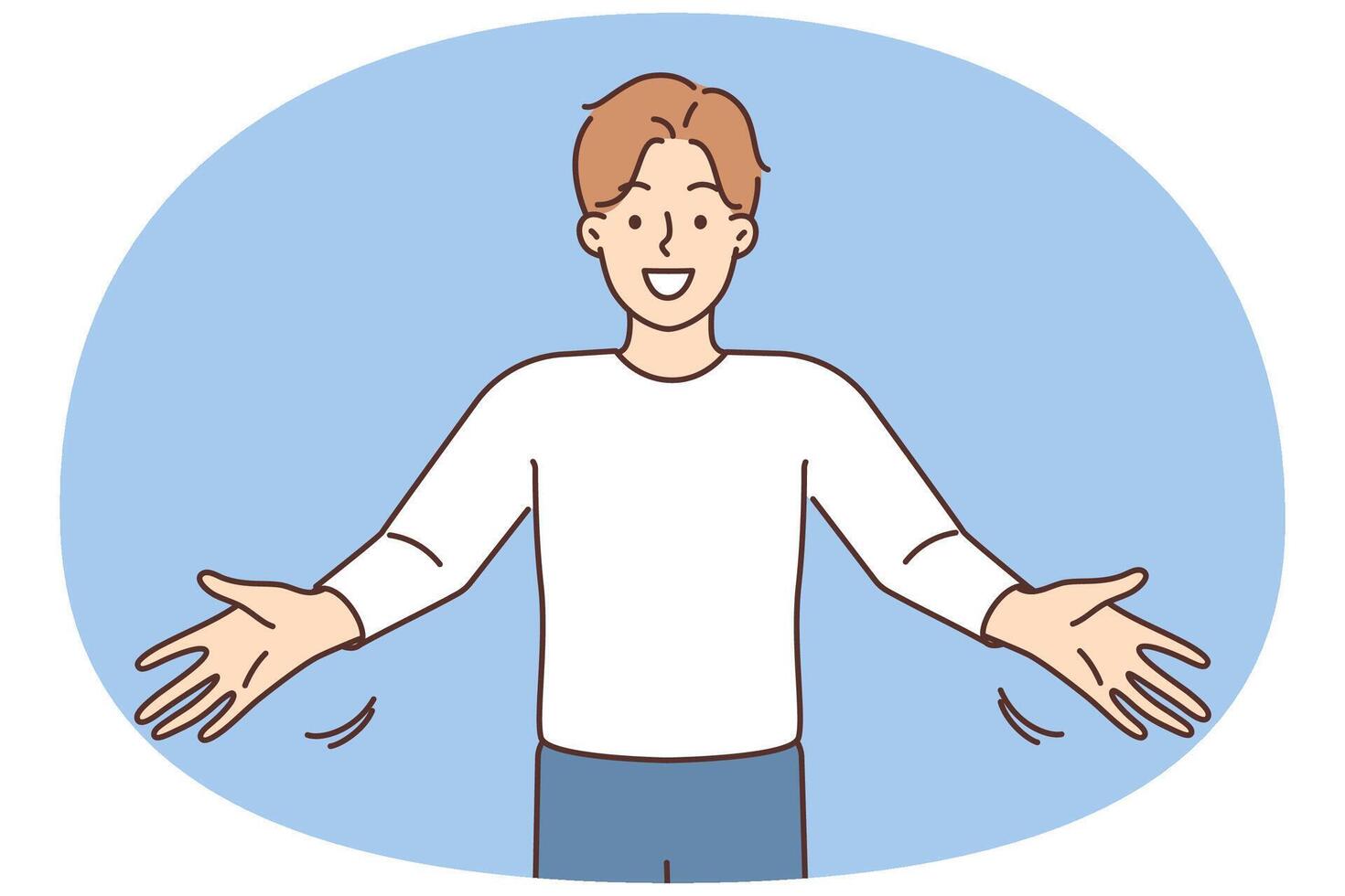 Smiling man with arms stretched vector