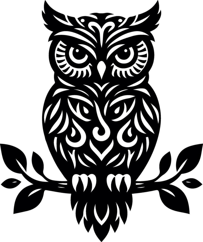 an owl with tribal design on its head vector