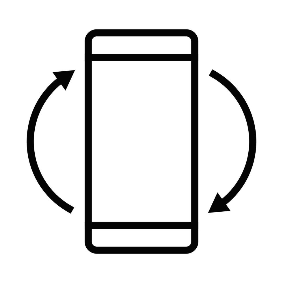 Rotating phone icon, symbolizing screen rotation, mobile app functionality, and device orientation in modern smartphone designs. Editable stroke. vector