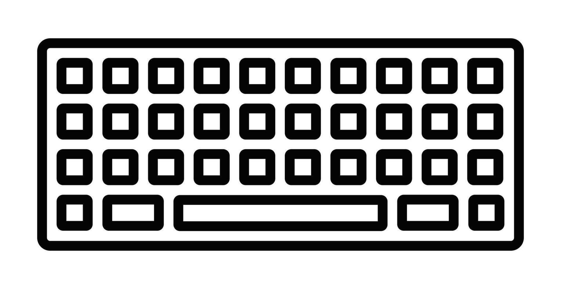 Minimalist keyboard icon in line style, perfect for representing typing, computers, technology, and digital communication in office or tech designs. Editable stroke. vector