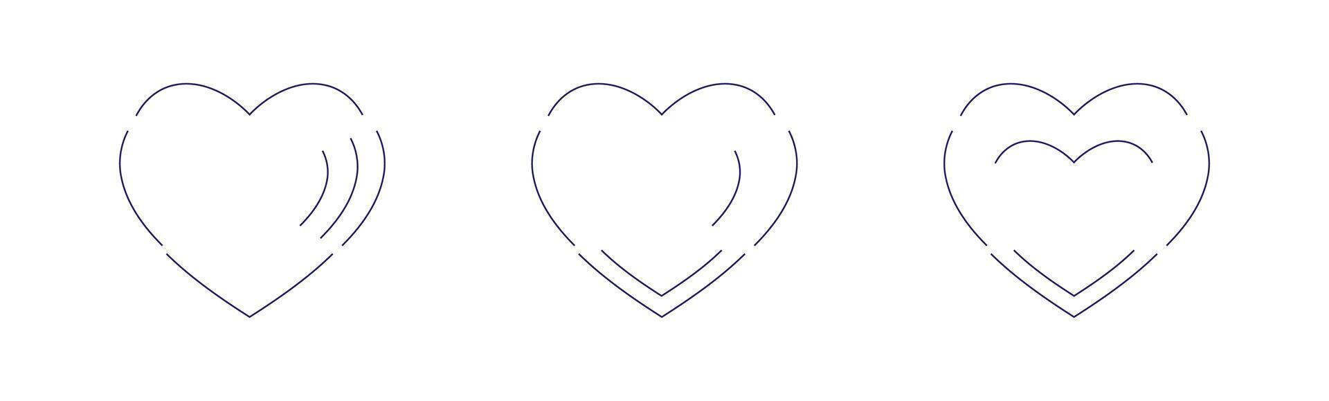 Geometric Heart Progression Modern Minimalist Logo Designs in Four Stages vector