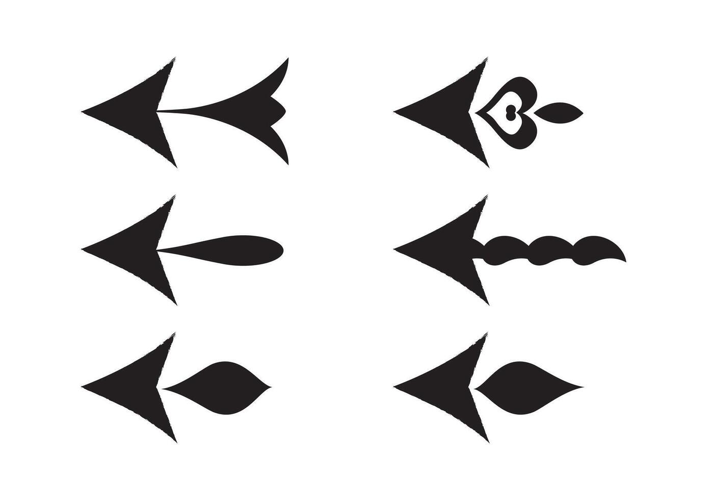 Unique Arrow Designs Showing Bold, Stylized Arrowhead Patterns with Sharp Geometric Shapes for Creative Visual Direction For Posters, Brochures, and Web Design vector