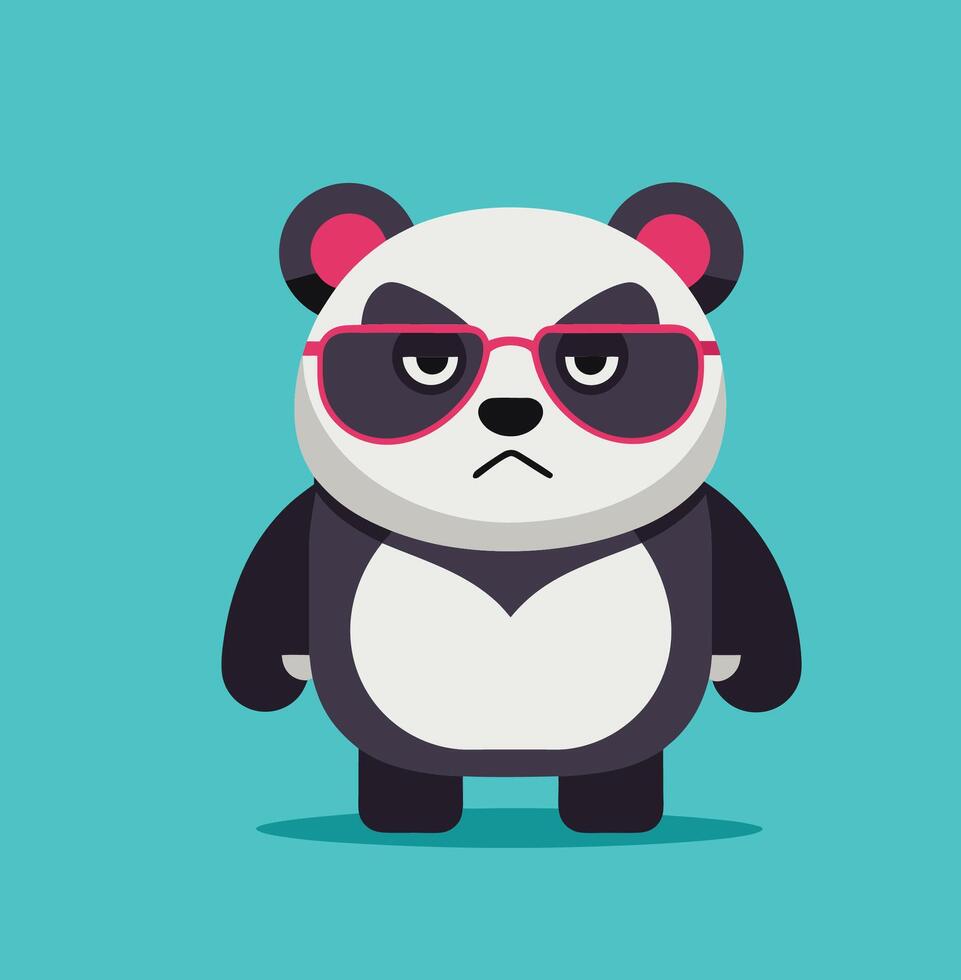 A cartoon panda wearing sunglasses and a hat vector