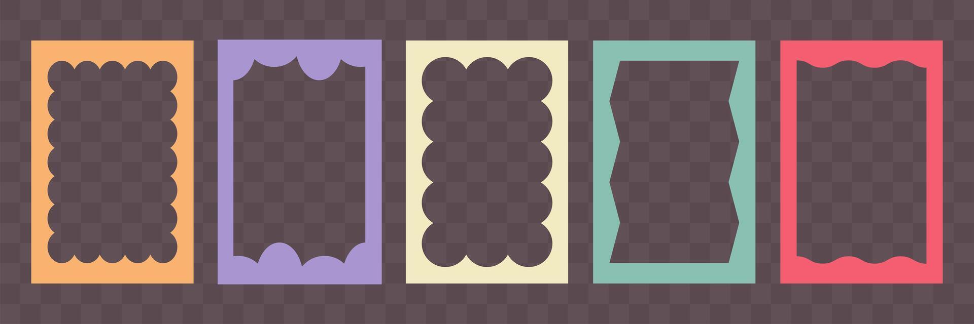 Wiggly rectangular shapes collection. Abstract border box for text or images. Geometric form for social media vector