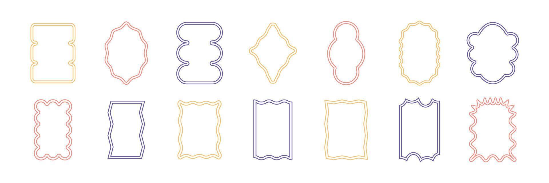 Colorful shapes with wavy edges. Scallop figur set. illustration vector