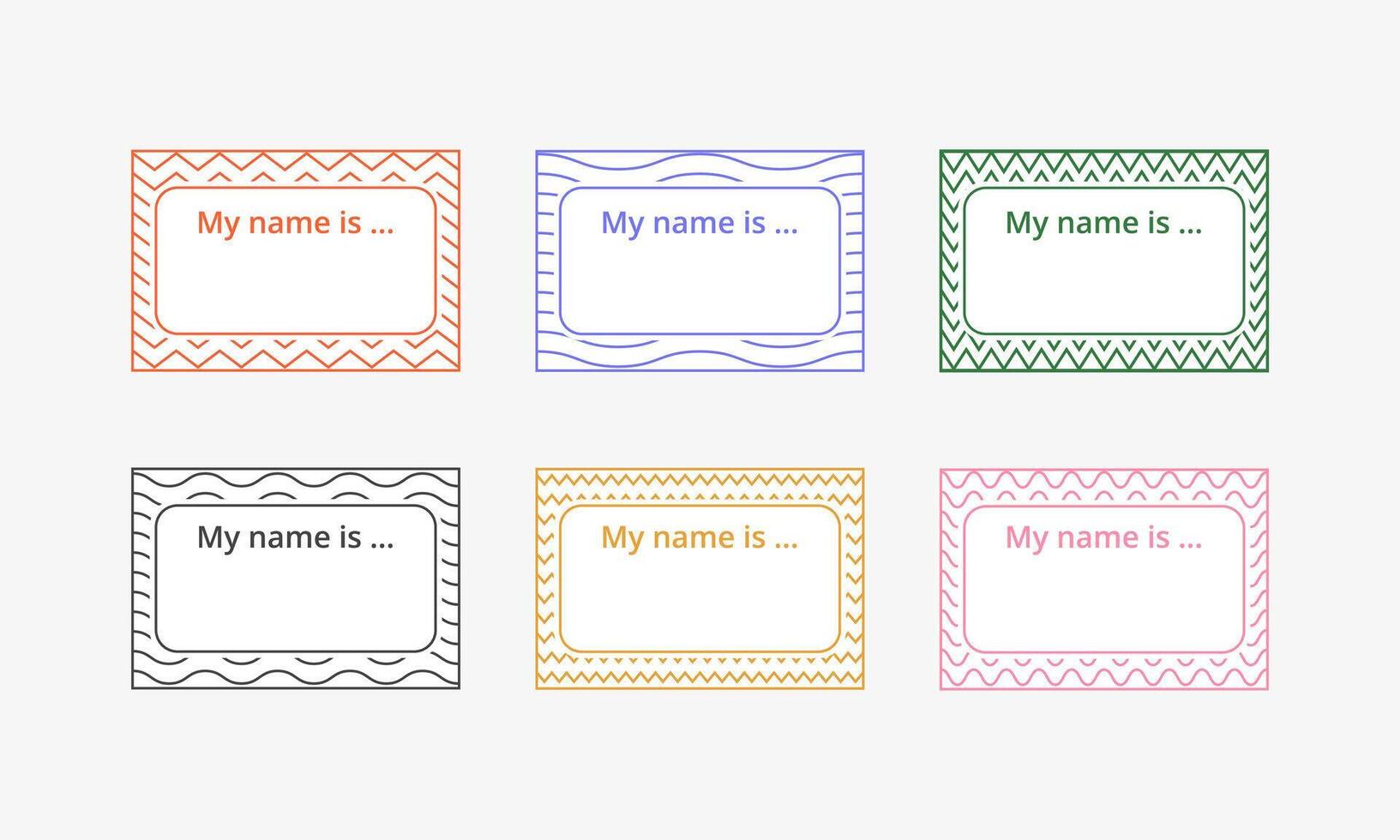 Tag name collection. My name is. Colorful badge set vector