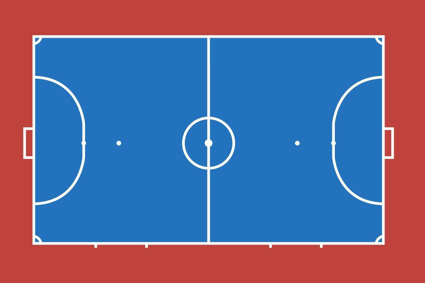 Futsal Court standard dimensions, Coach table for tactic presentation with red background vector
