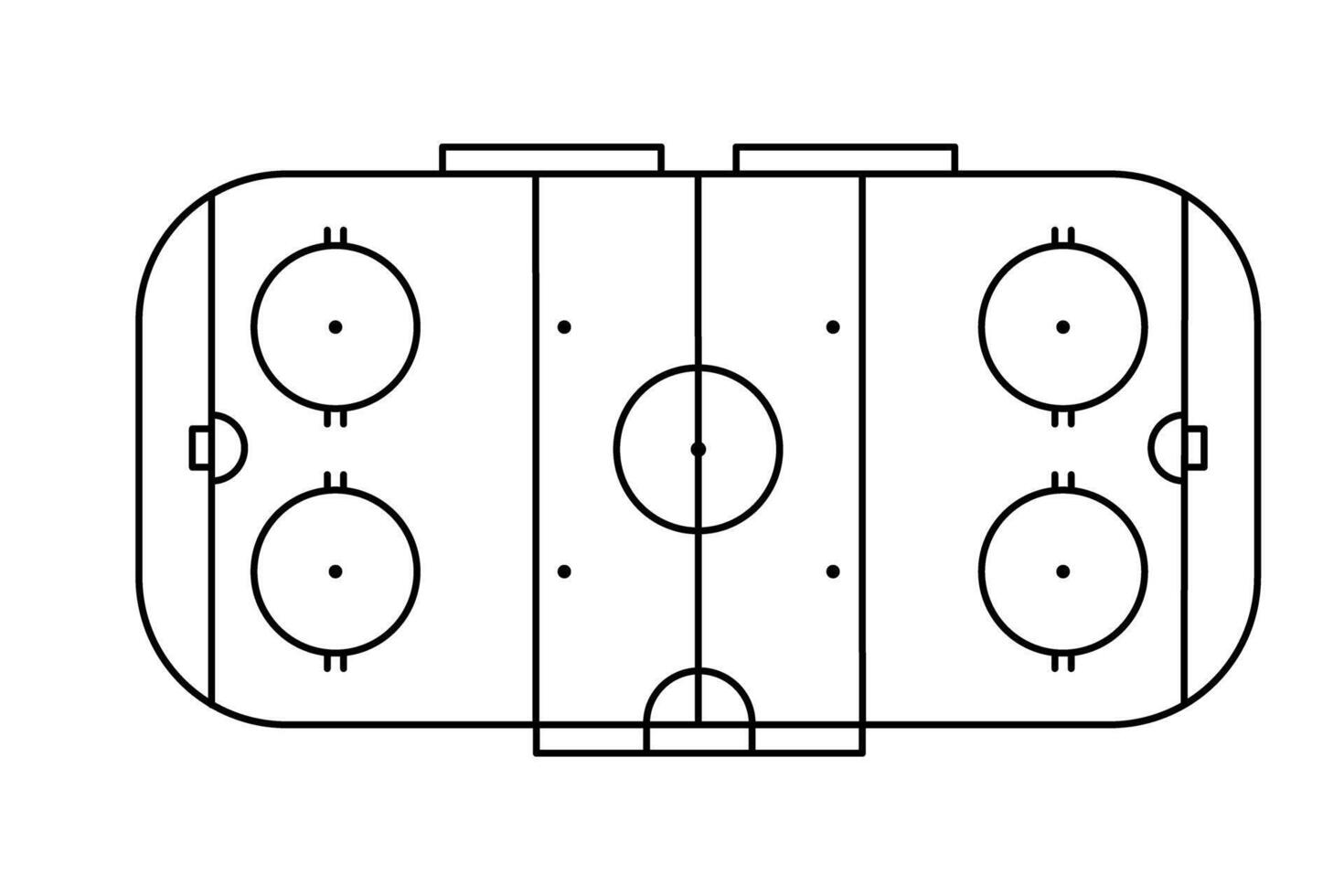 Ice Hockey Rink standard dimensions, Coach table for tactic presentation vector