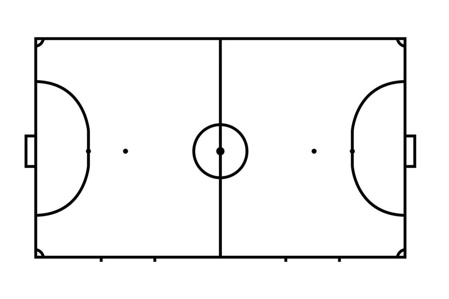 Futsal Court standard dimensions, Coach table for tactic presentation with white background vector
