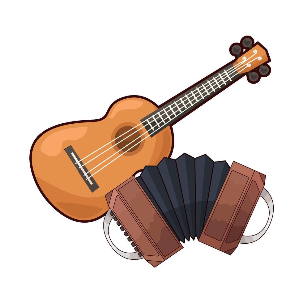 accordion and guitar vector