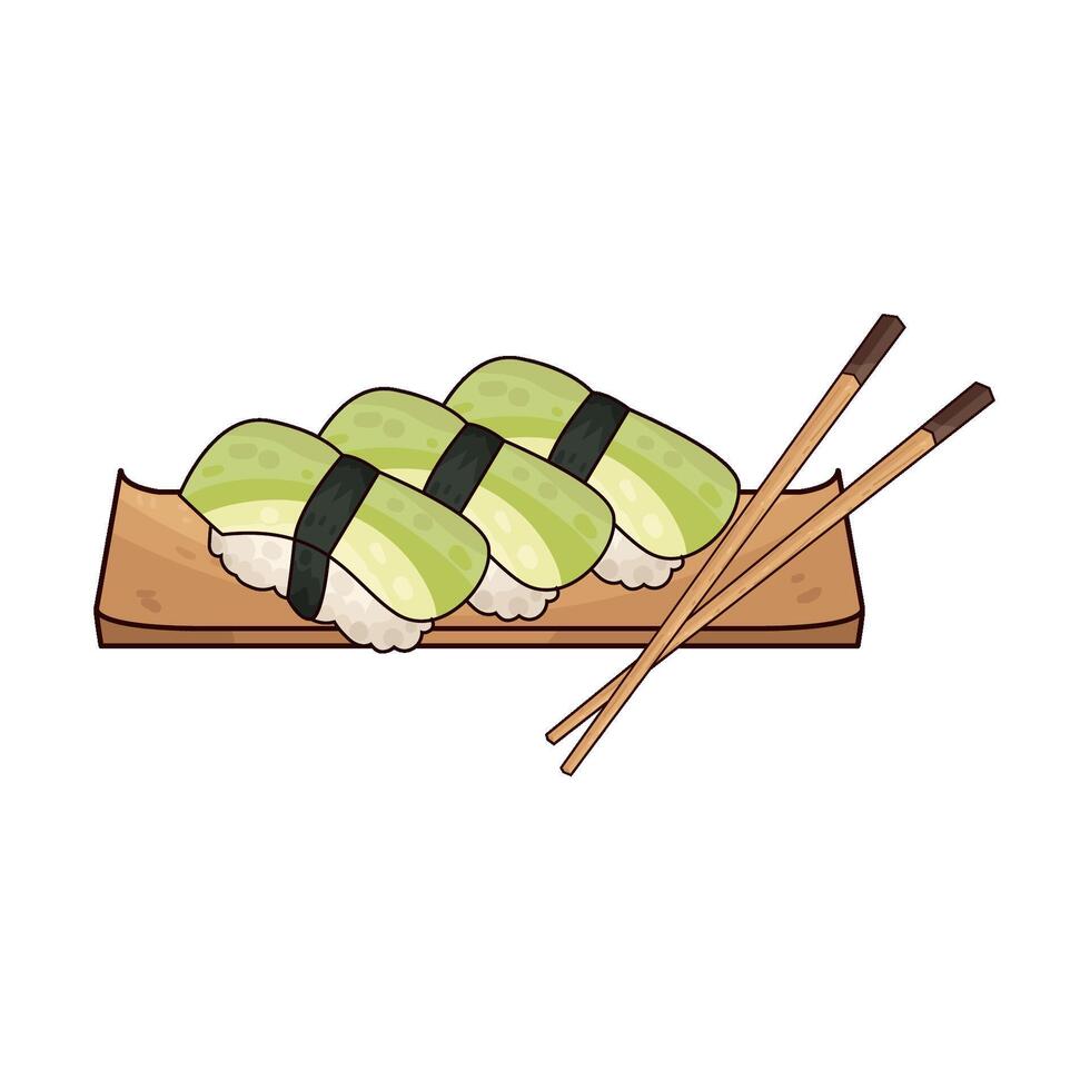 Illustration of sushi with chopsticks vector