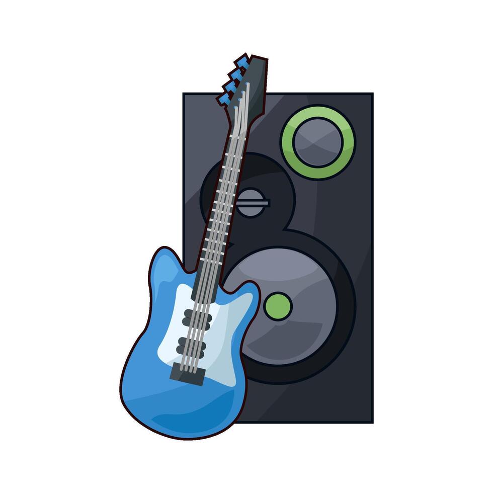 advanced audio speakers and guitar illustration vector