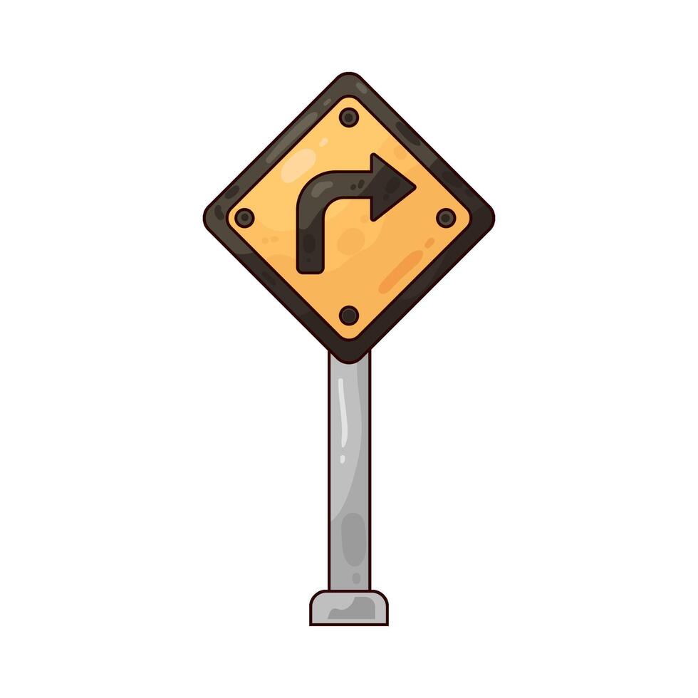 Illustration of right turn road sign vector