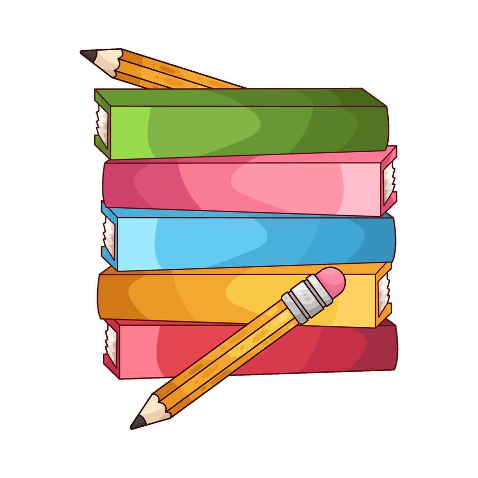 pencil and pile of books vector