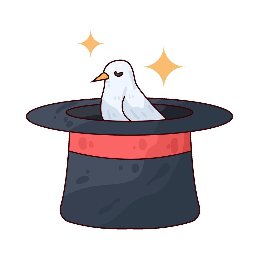 Illustration of magic hat with bird vector