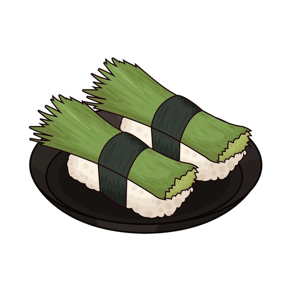 sushi on plate illustration vector