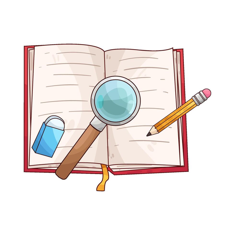 illustration of open books and stationery vector
