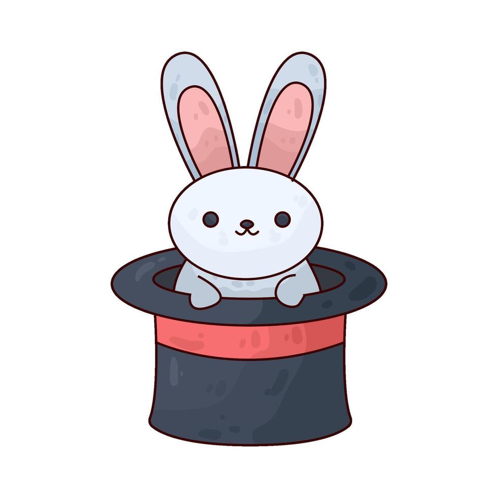 Illustration of magic hat with rabbit vector