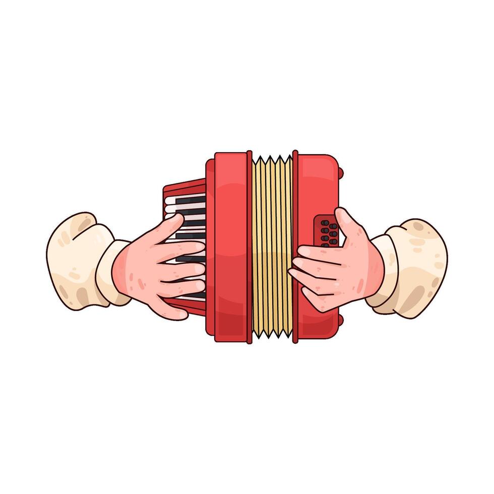 illustration of those creative hands playing the accordion vector