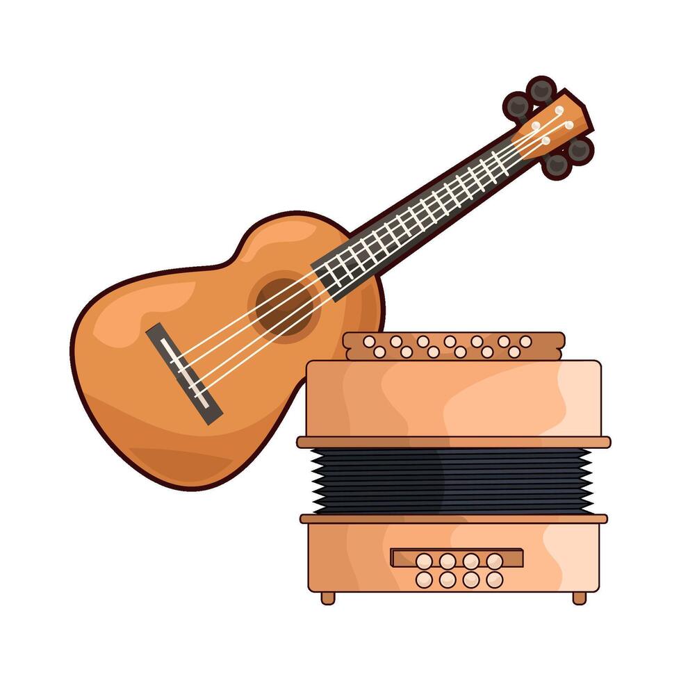 accordion with guitar vector