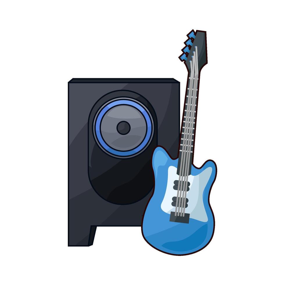 guitar and audio speakers illustration vector