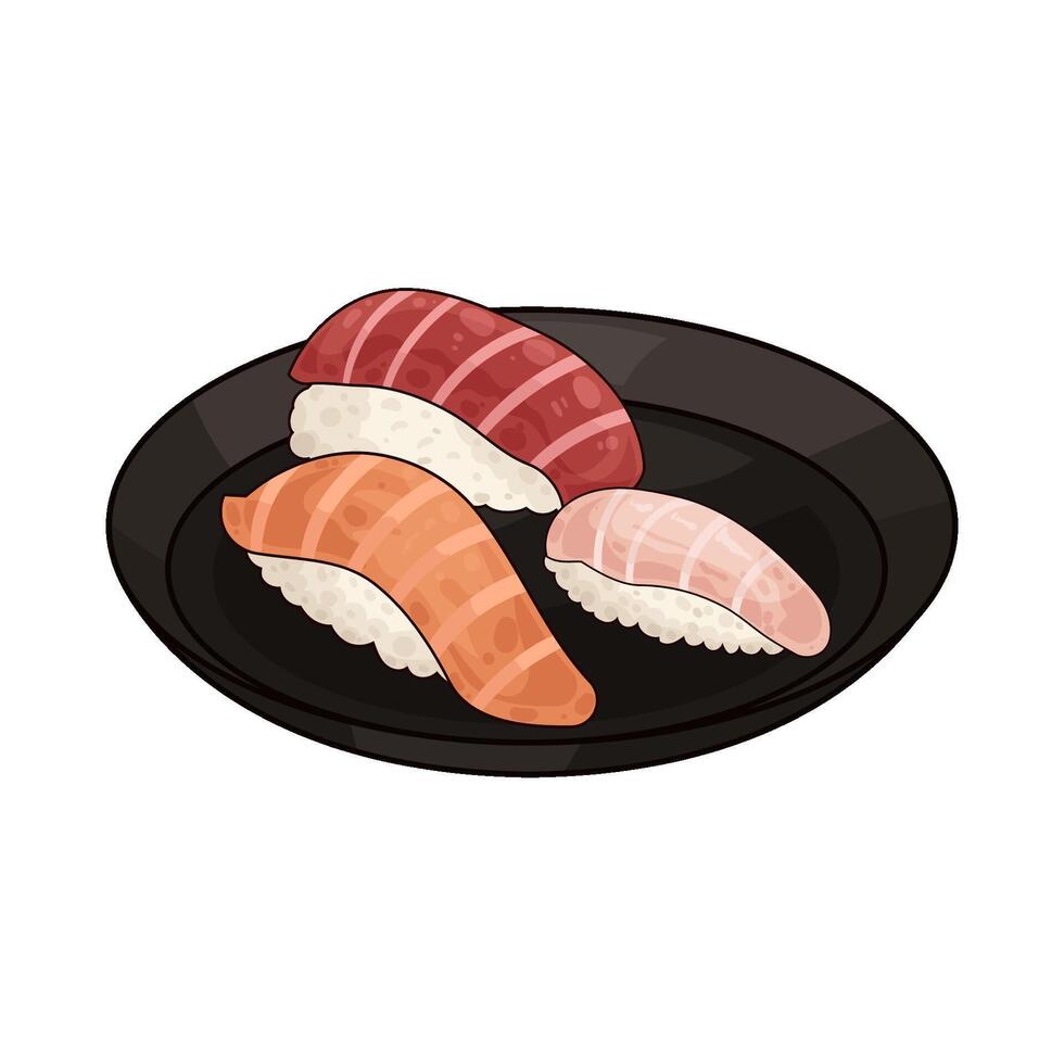 illustration of delicious sushi on a plate vector