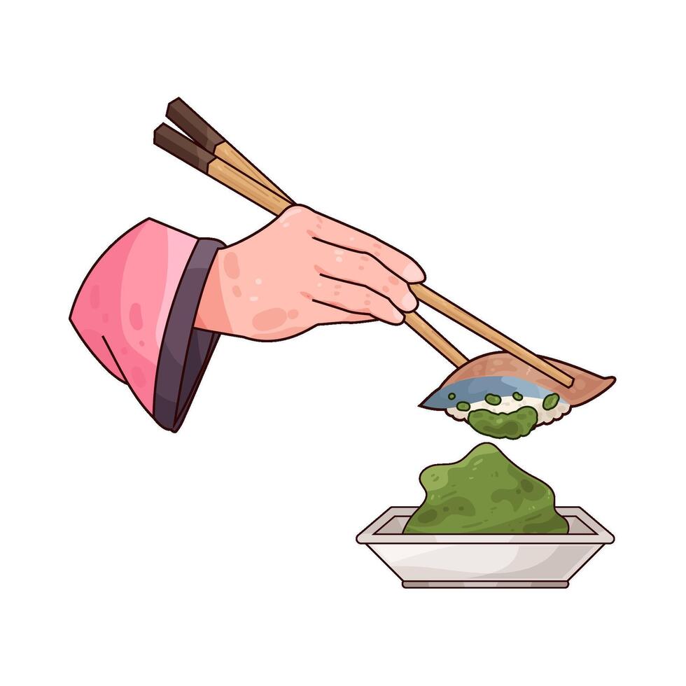 sushi with wasabi illustration vector
