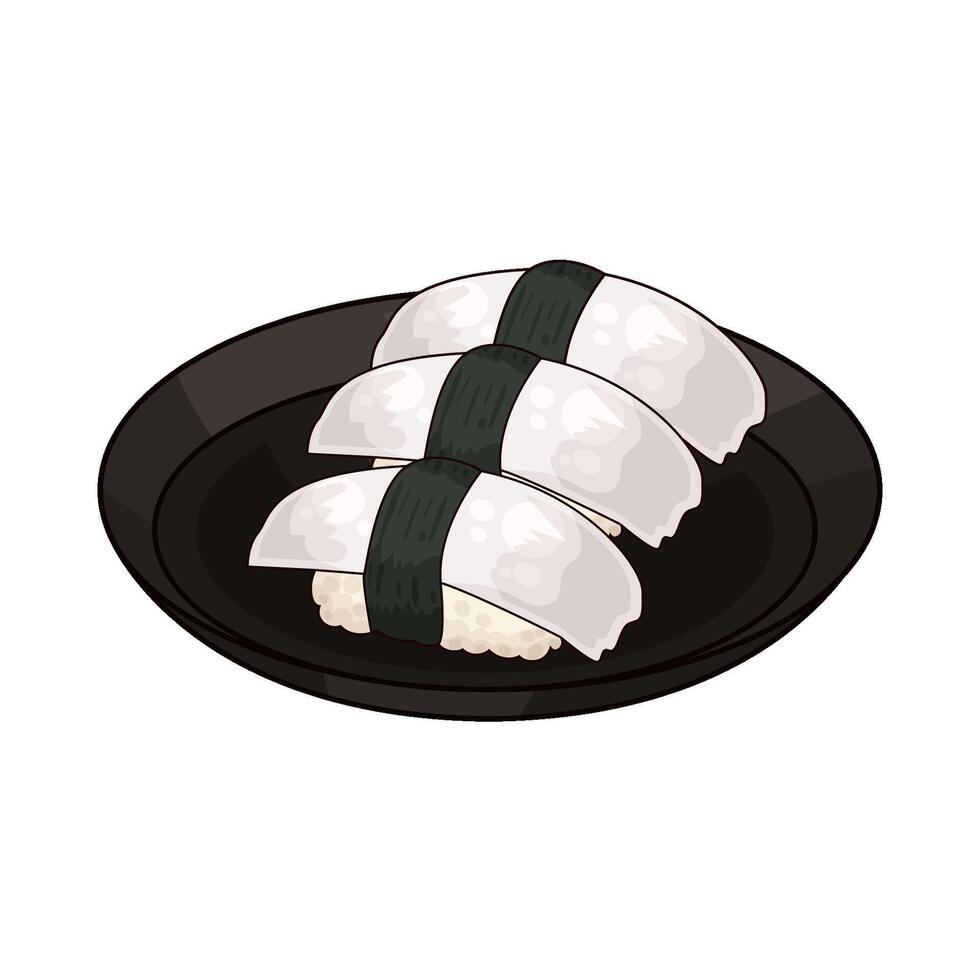 Illustration of sushi on plate vector
