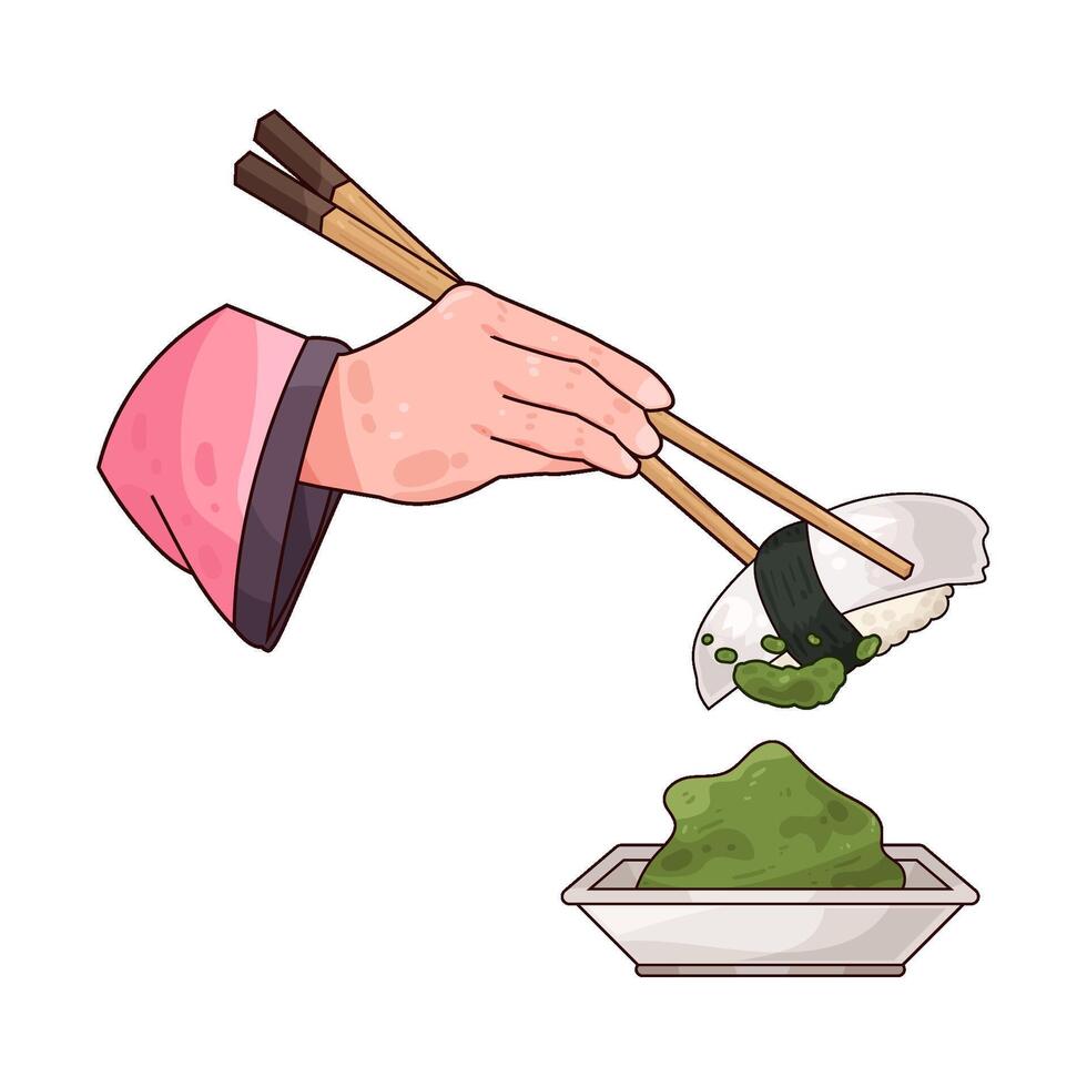 illustration of sushi with wasabi vector