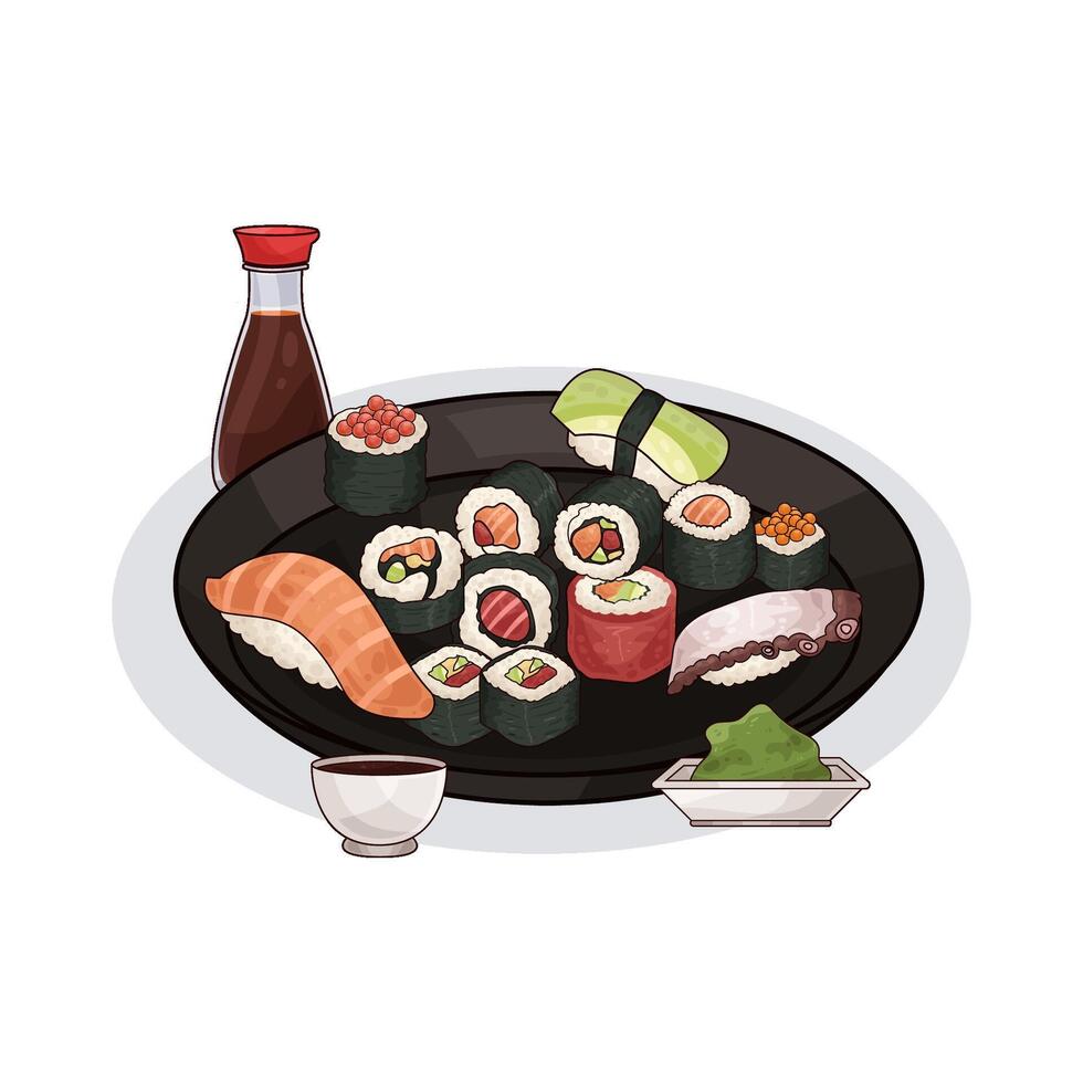 Illustration of sushi set vector