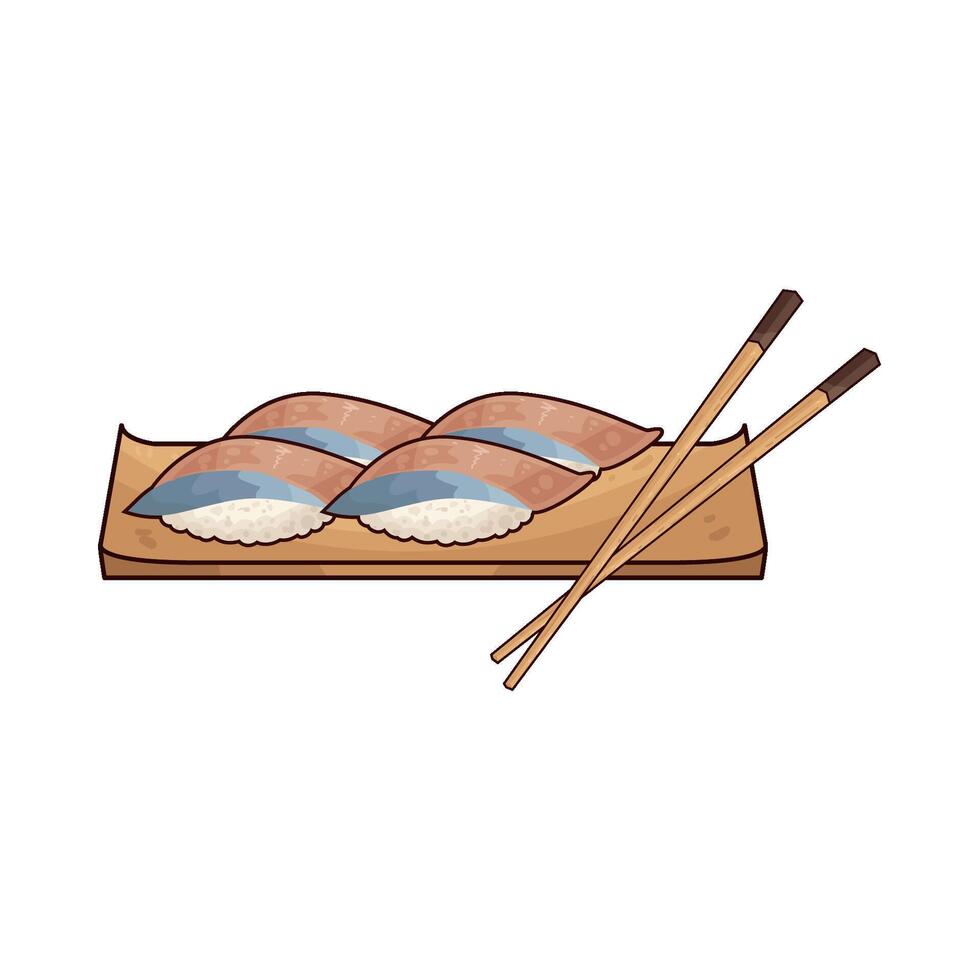 sushi with chopsticks vector