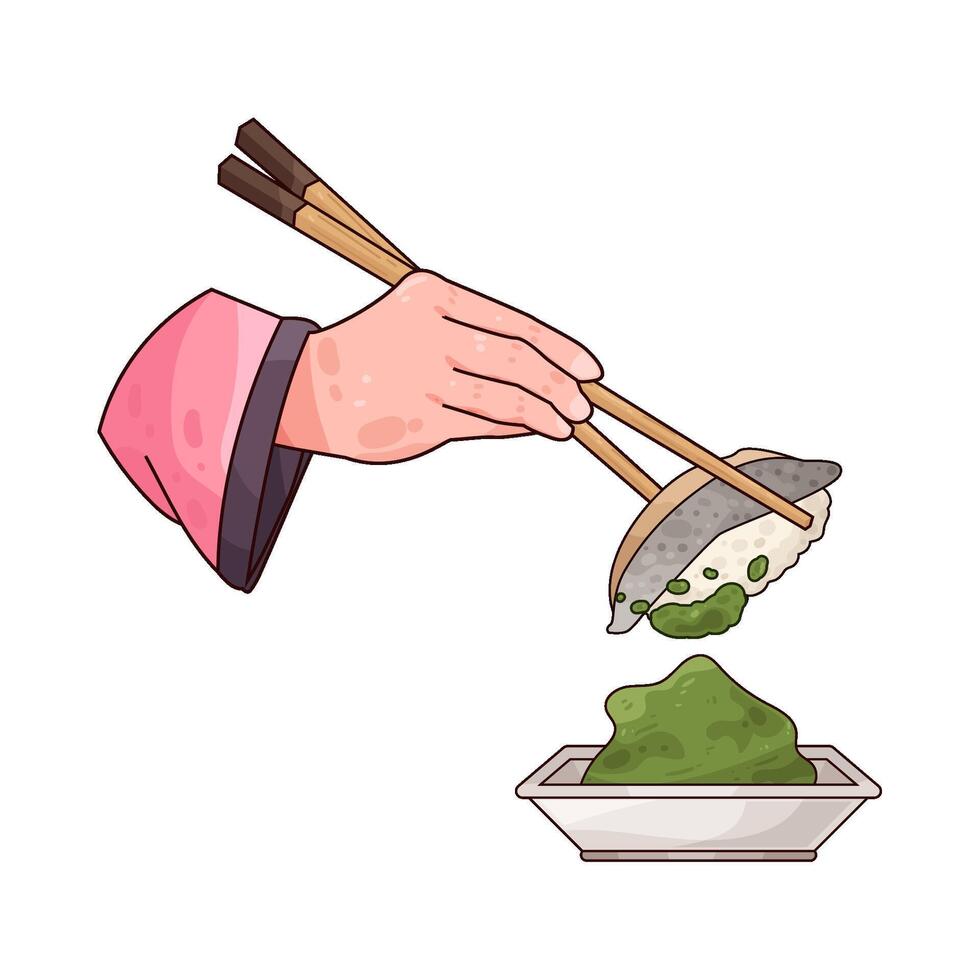 illustration of sushi and wasabi vector