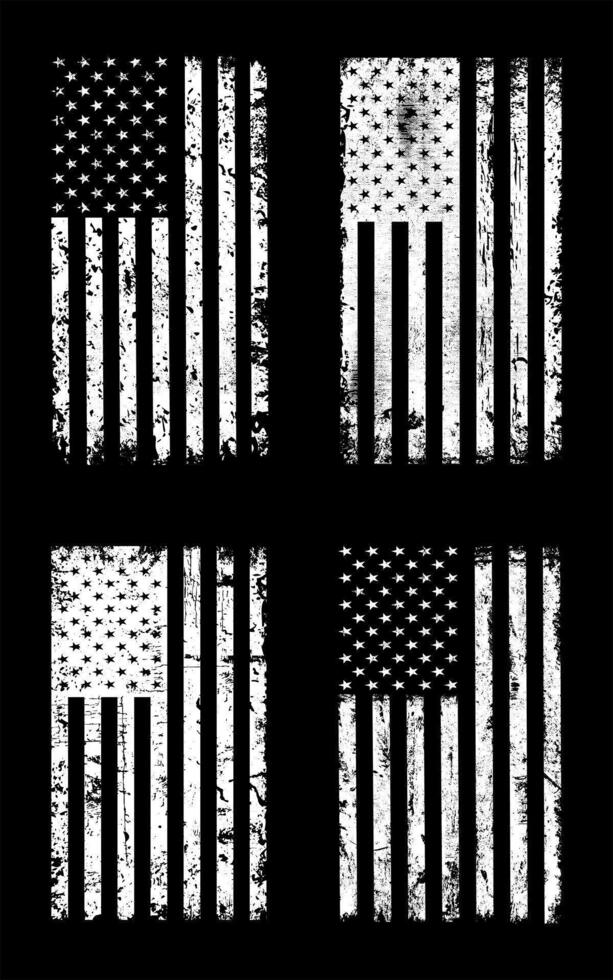 White USA Distressed Flag bundle. vector