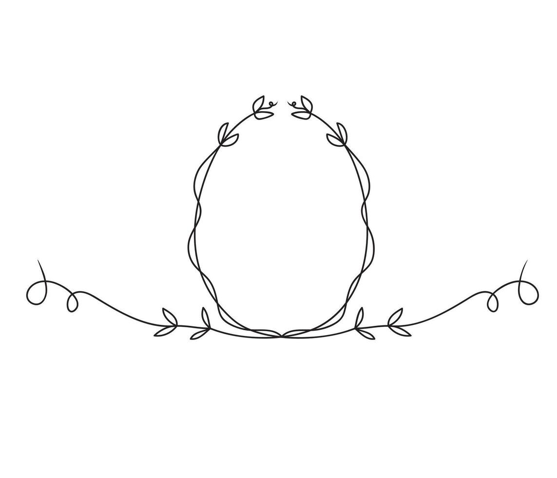 Easter frame in the shape of an egg with plant branches by one line. Sketch. Continuous line drawing floral egg. Illustration in minimalistic art. vector